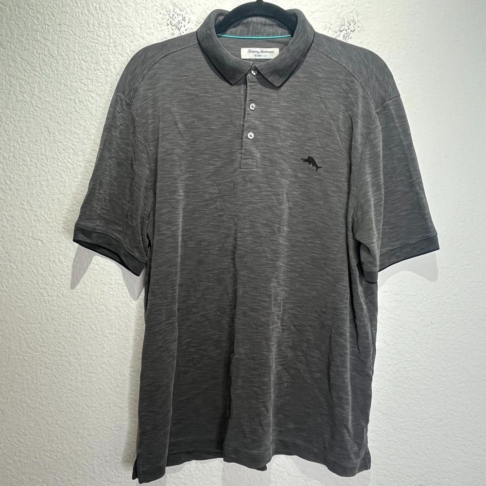 Tommy Bahama Via Verde IslandZone Polo Shirt Mens Large Gray Quick Drying Golf